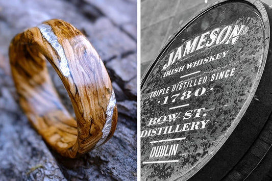 Jameson Whiskey Barrel Ring Unique Wedding Band Mens Ring Handmade Unique wedding band Grown Rings Spiral Grain