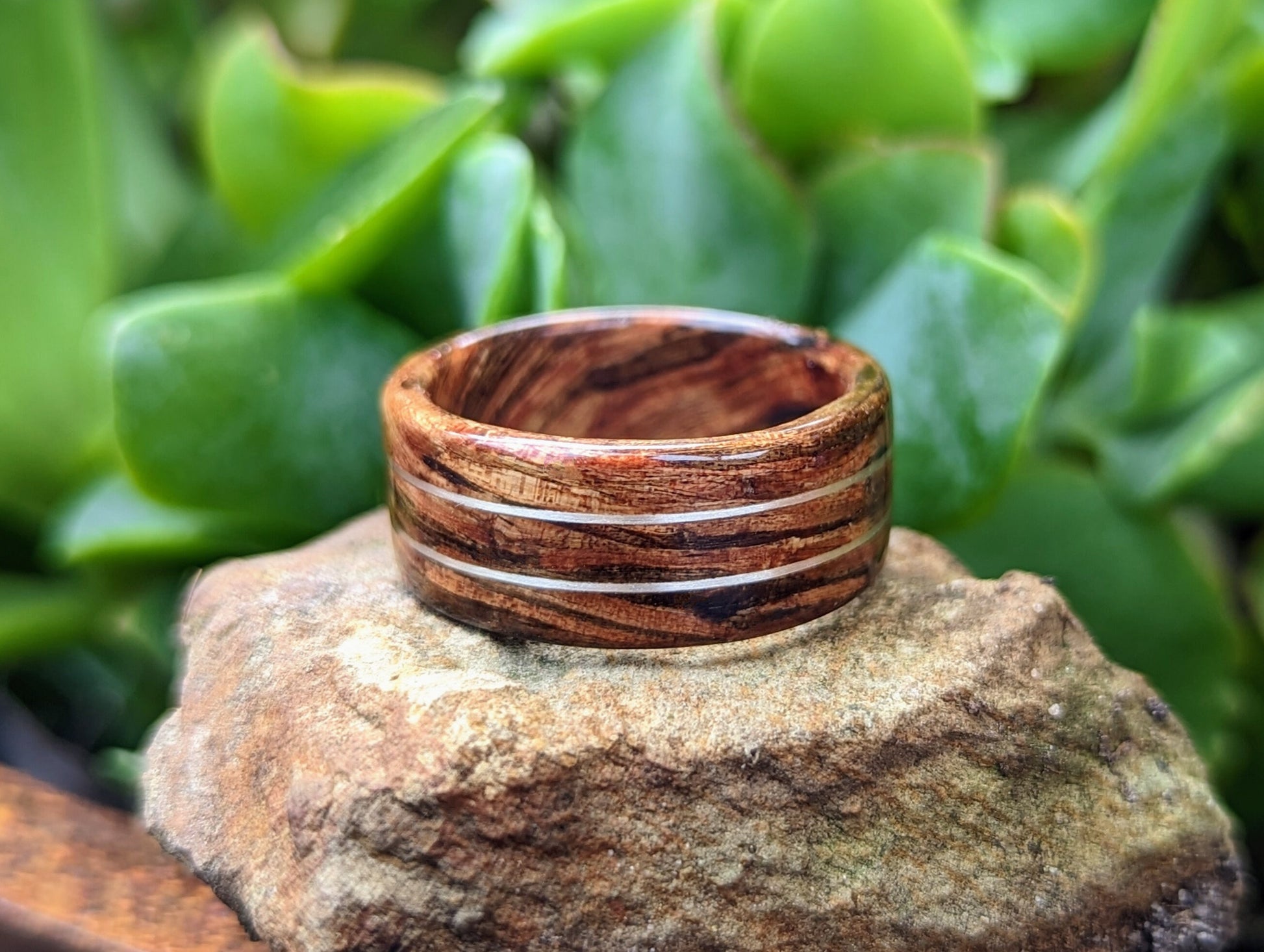 Tasmanian Blackwood Twin Sterling Silver wire inlays All Wood Rings Wedding Bands GrownRings wood, wooden, tasmanian blackwood, love, handmade, silver, gold, platinum, reclaimed, recycled, repurposed