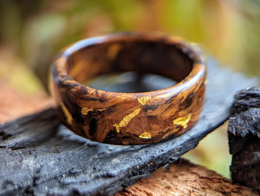 Desert Ironwood with 24K Gold Inlay Wood and Gold Rings Wedding Bands GrownRings Gold, Desert Ironwood, 24k Gold, Handmade, Reclaimed Wood, mens ring, mens gold ring, unique wedding bands, cool mens rings, Mens Ring Handmade, wooden wedding rings Koa wood rings alt, wooden rings, Male wedding bands