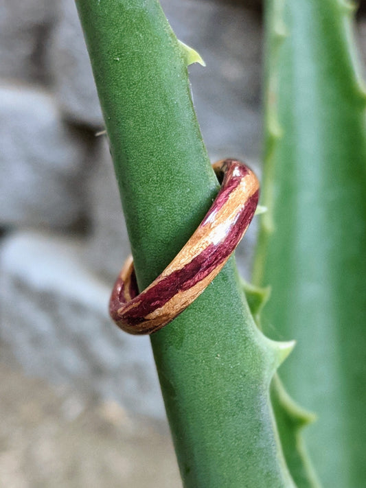 Purpleheart & Cherrywood All Wood Rings Wedding & Engagement GrownRings 6mm wide, Handmade, Wood ring, wood ring women, wooden ring, wood ring men, wood engagement ring, wood rings for men, wood rings for women, resin ring, wood resin ring, cherrywood, Purpleheart