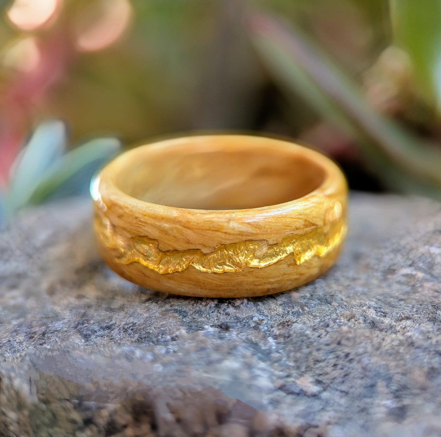 Satin Box 24K Gold Vein Wood and Gold Rings Wedding Bands GrownRings Gold, Desert Ironwood, 24k Gold, Handmade, Reclaimed Wood, mens ring, mens gold ring, unique wedding bands, Mens Ring Handmade, wooden wedding rings Koa wood rings alt, Male wedding bands, satin box, wood