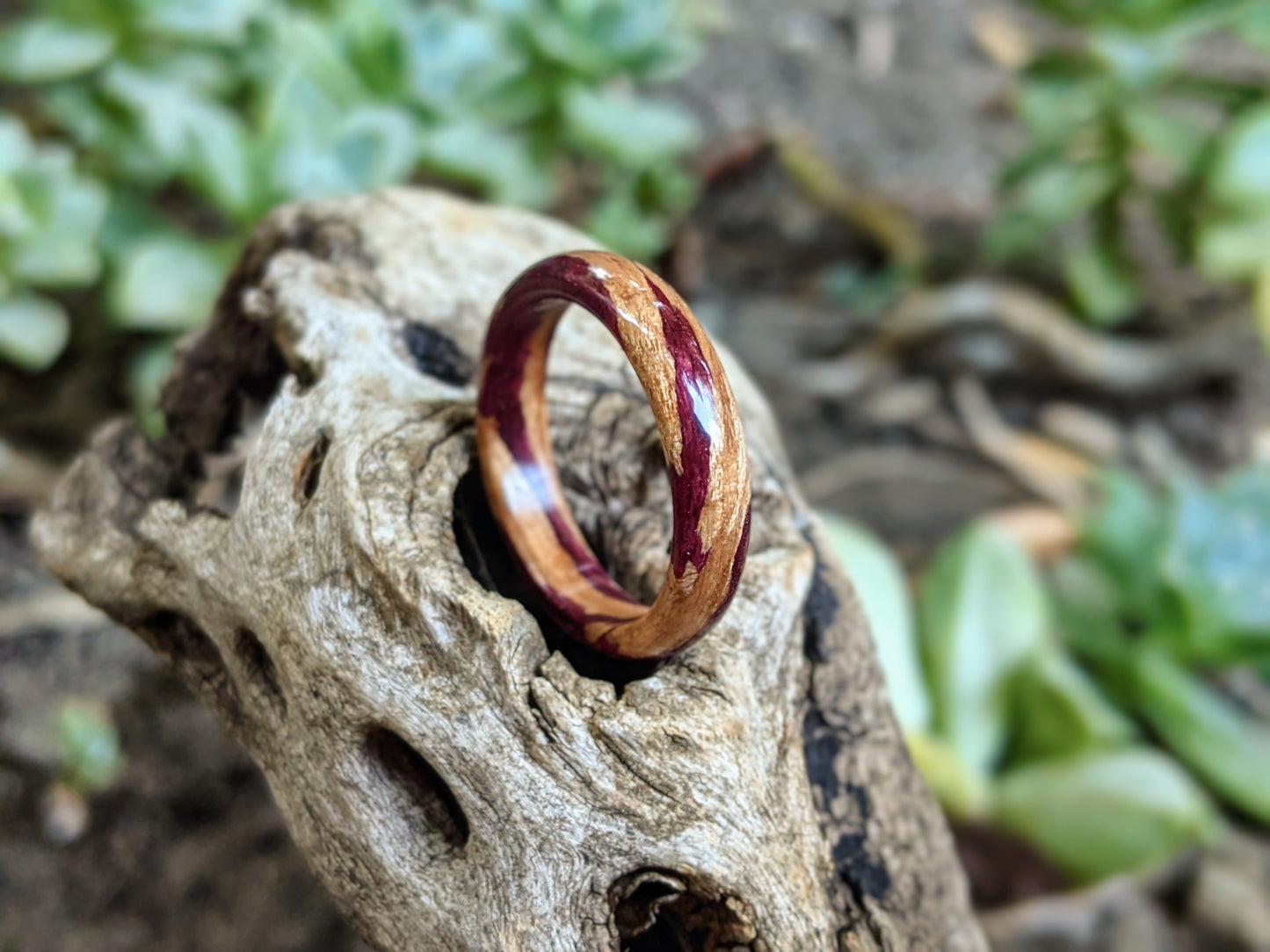 Purpleheart & Cherrywood All Wood Rings Wedding & Engagement GrownRings 6mm wide, Handmade, Wood ring, wood ring women, wooden ring, wood ring men, wood engagement ring, wood rings for men, wood rings for women, resin ring, wood resin ring, cherrywood, Purpleheart