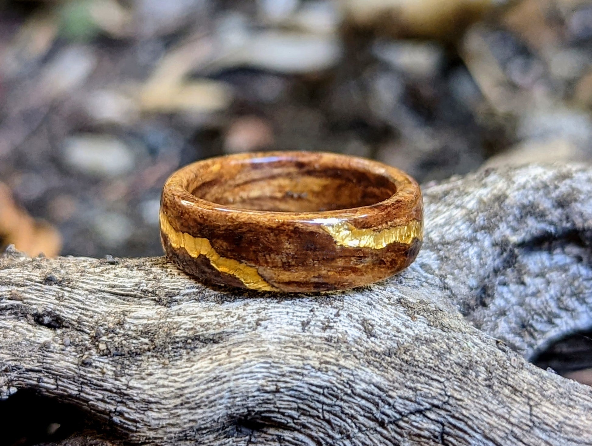 Reclaimed Wood Ring - 1920s Douglas Fir with 24k Gold Vein Inlay Wood and Gold Rings Wedding Bands GrownRings Rose Gold, Handmade, Gold Inlay, mens wedding band, wooden ring men, wooden engagement ring, wooden wedding ring, wooden wedding band, Douglas Fir, Reclaimed Wood, Upcycled, Custom