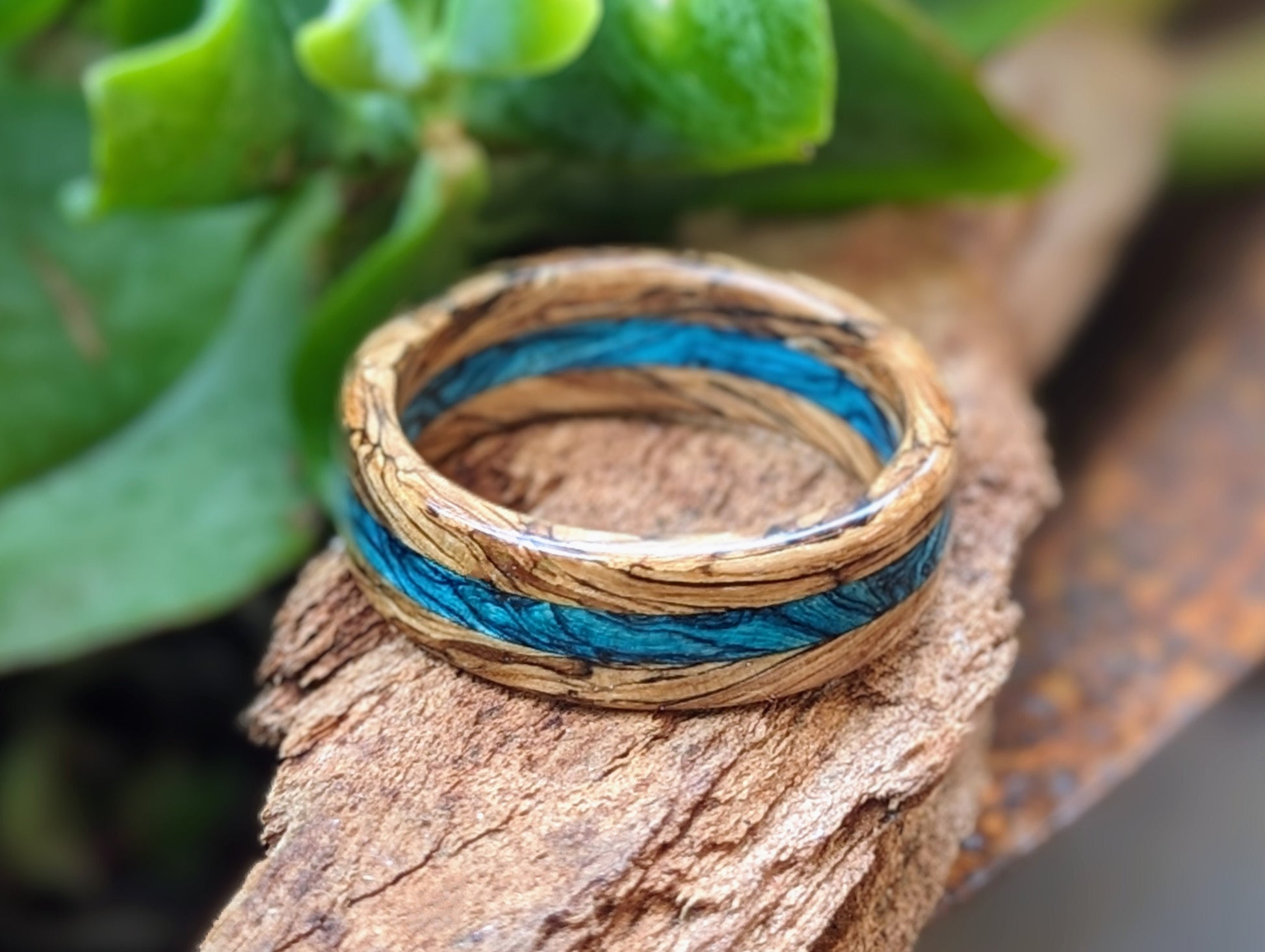 Jack Daniels Whiskey Barrel Ring Blue Maple Unique Wedding Band Mens Ring Handmade Unique wedding band Grown Rings Spiral Grain