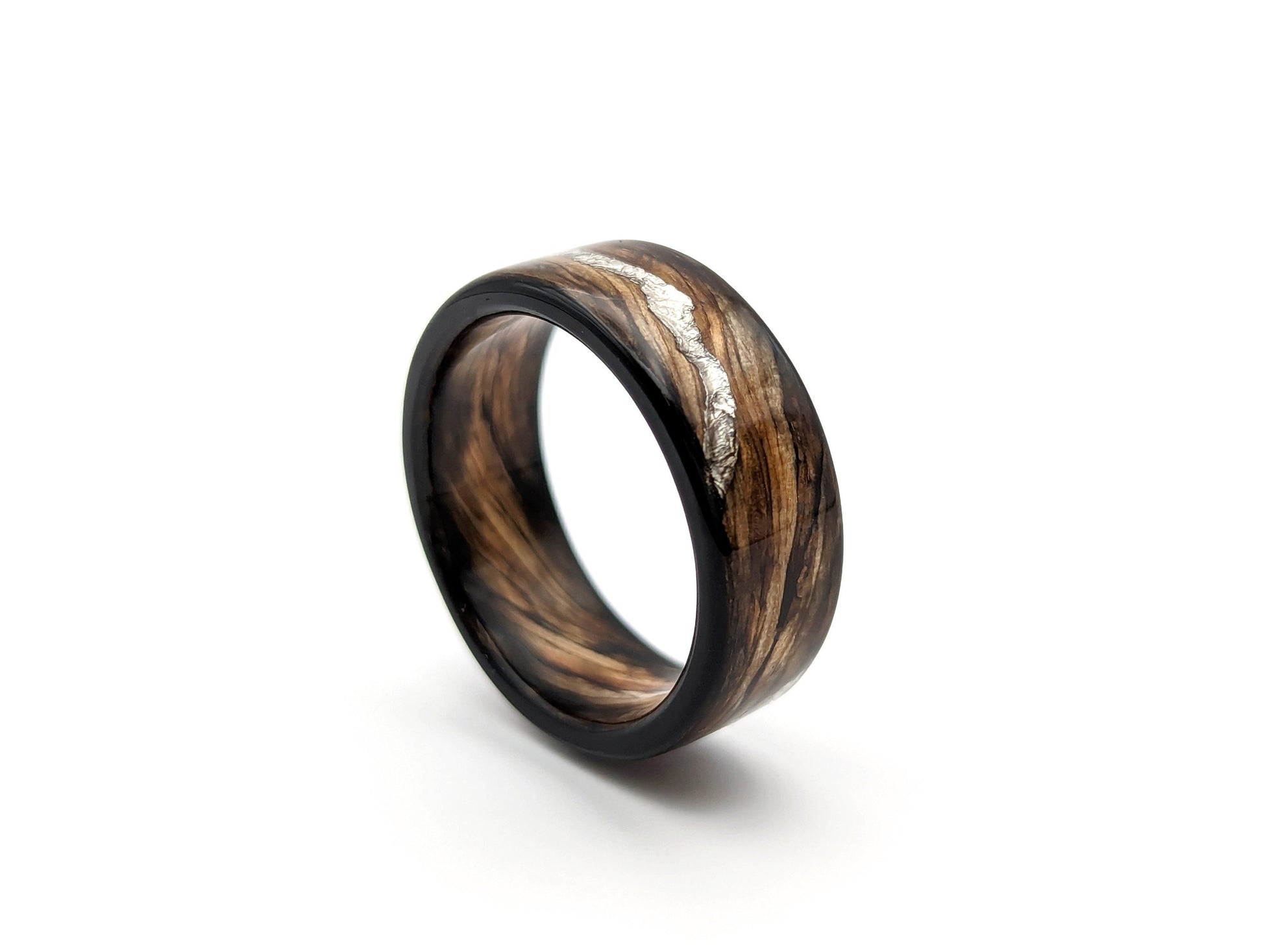Jameson Whiskey Barrel Platinum Spiral Vein Inlay Smoked Wood Ring Jameson Whiskey Rings Wedding Bands GrownRings Jack Daniels Barrel, Whiskey Barrel Ring, White oak, Handmade, Reclaimed Wood, mens ring handmade, custom wood ring, Womens ring, rings made of wood, Bartender Gift, Anniversary gift, Irish wedding, Jameson Whiskey Barrel
