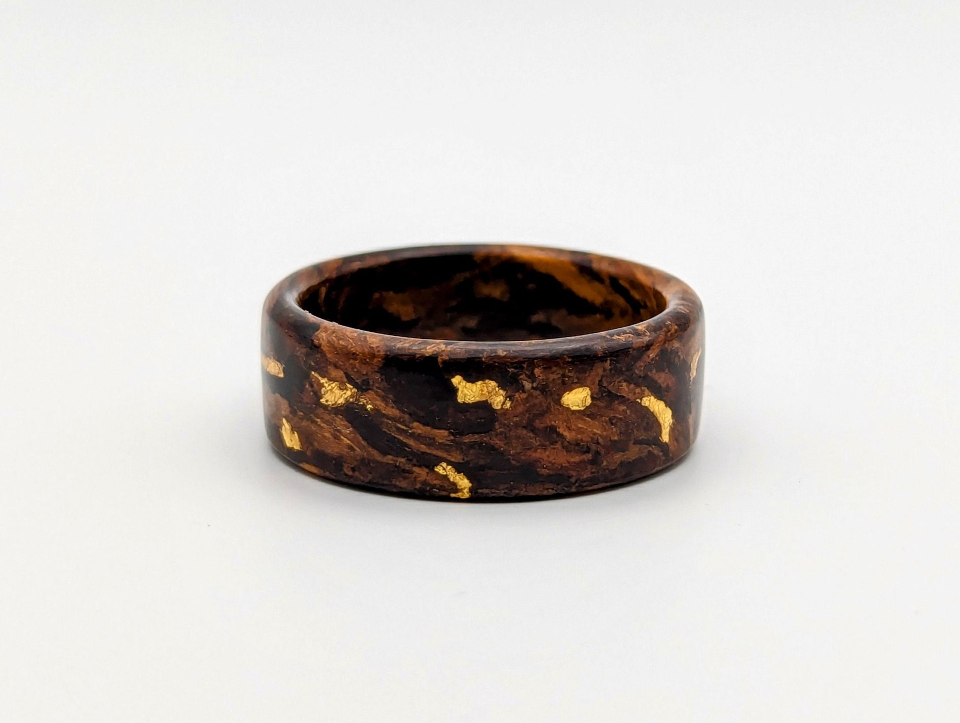 Desert Ironwood Wood Ring with 24K Gold Inlay Wood and Gold Rings Wedding Bands GrownRings Gold, Desert Ironwood, 24k Gold, Handmade, Reclaimed Wood, mens ring, mens gold ring, unique wedding bands, cool mens rings, Mens Ring Handmade, wooden wedding rings Koa wood rings alt, wooden rings, Male wedding bands