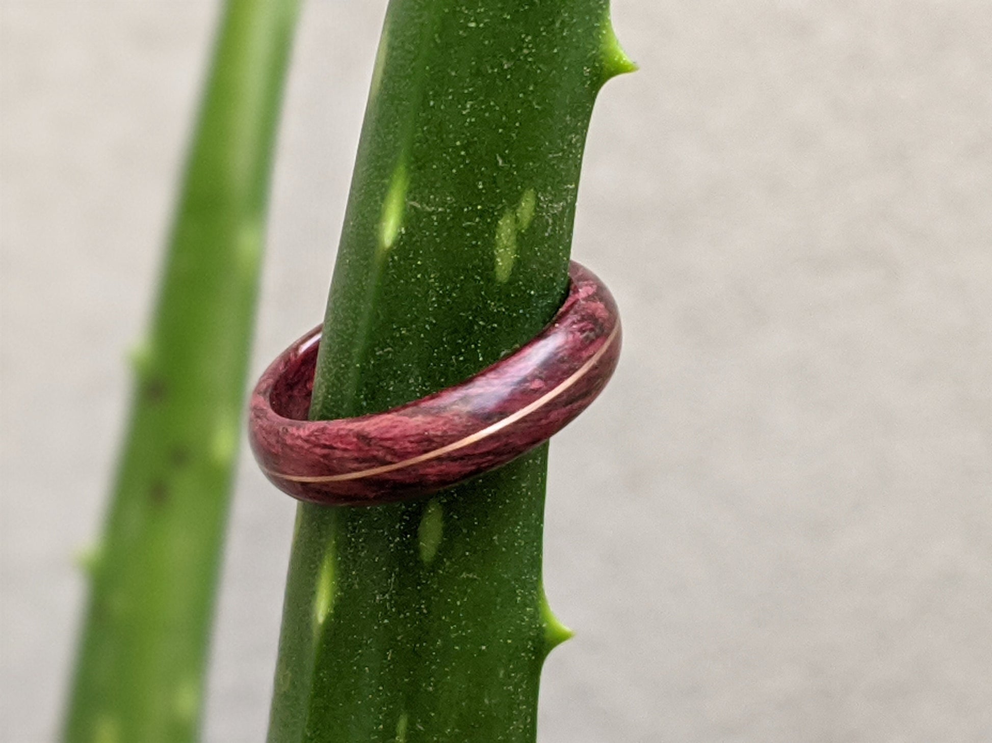Purpleheart Wood Ring with 14k Rose Gold Inlay Wood and Gold Rings Wedding Bands GrownRings Rose Gold, wood, gold, Handmade, Natural jewerlry, Earth materials, Wood Ring, Man wedding band, Reclaimed Wood, gold ring for man, gold ring for woman, Rose gold ring woman, love