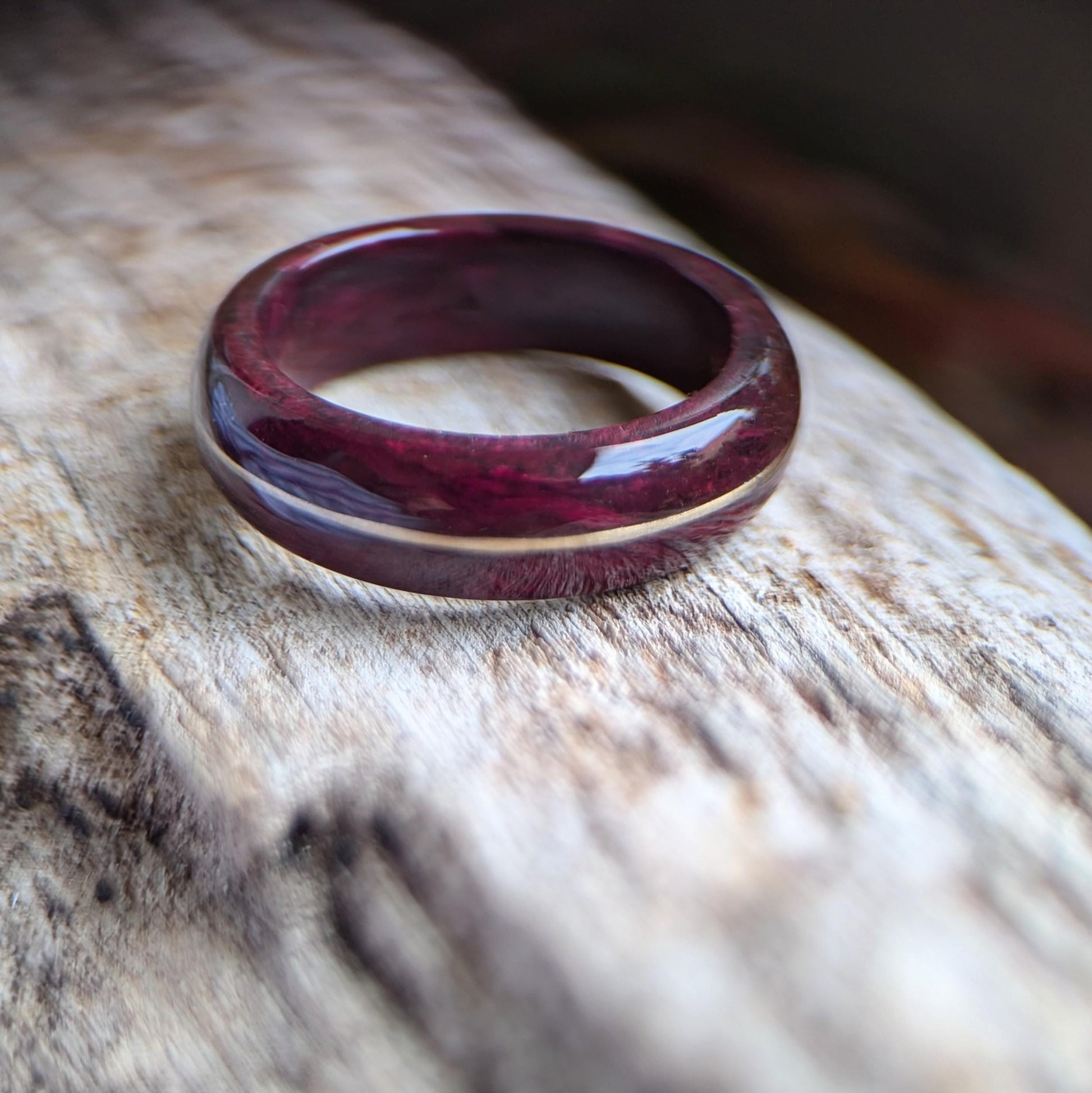 Purpleheart Wood Ring with 14k Rose Gold Inlay Wood and Gold Rings Wedding Bands GrownRings Rose Gold, wood, gold, Handmade, Natural jewerlry, Earth materials, Wood Ring, Man wedding band, Reclaimed Wood, gold ring for man, gold ring for woman, Rose gold ring woman, love