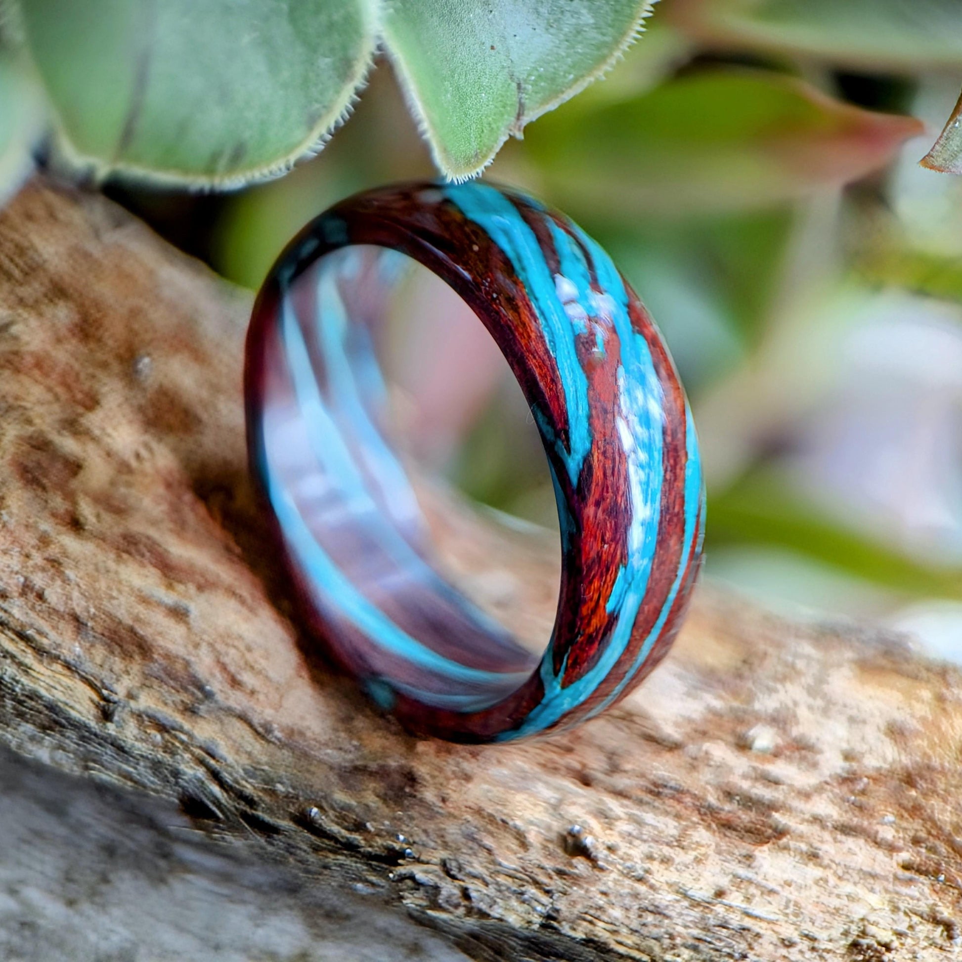 Bloodwood and Blue Maple All Wood Rings Bands GrownRings Hard Maple, Bloodwood, wood ring women, wooden ring, wood ring men, wood engagement ring, wood rings for men, wood rings for women, resin ring, wood resin ring, wood wedding ring, wood wedding band, mens wood wedding band