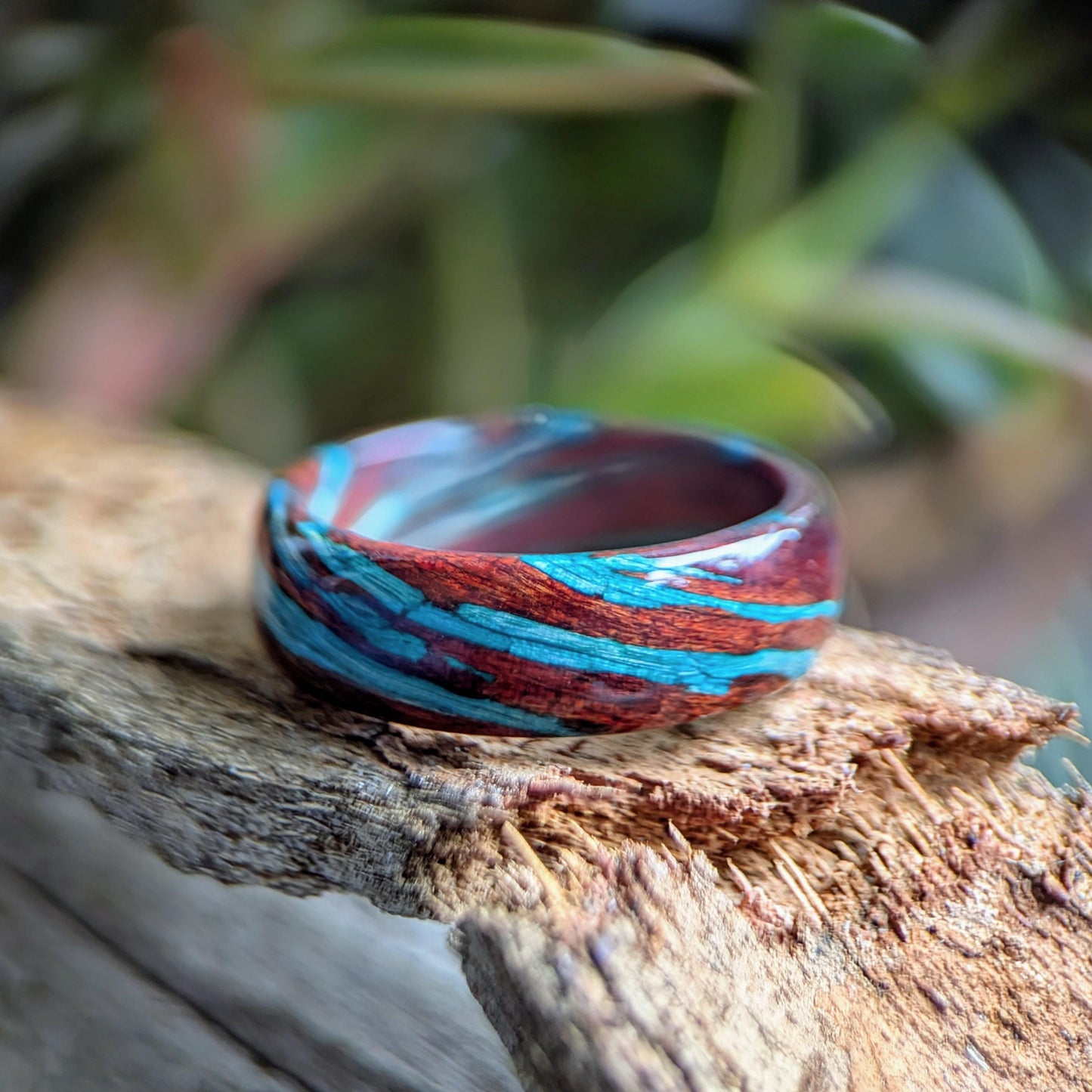 Bloodwood and Blue Maple All Wood Rings Bands GrownRings Hard Maple, Bloodwood, wood ring women, wooden ring, wood ring men, wood engagement ring, wood rings for men, wood rings for women, resin ring, wood resin ring, wood wedding ring, wood wedding band, mens wood wedding band