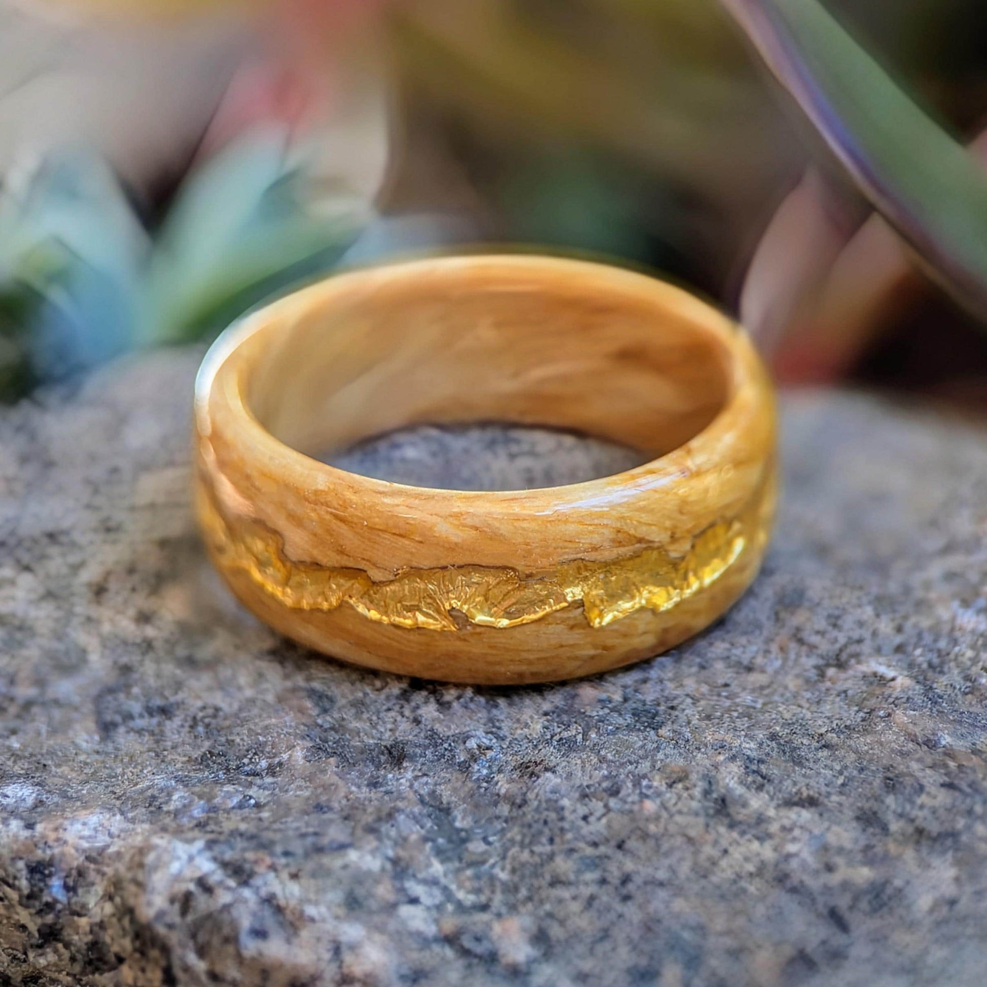 Satin Box 24K Gold Vein Wood and Gold Rings Wedding Bands GrownRings Gold, Desert Ironwood, 24k Gold, Handmade, Reclaimed Wood, mens ring, mens gold ring, unique wedding bands, Mens Ring Handmade, wooden wedding rings Koa wood rings alt, Male wedding bands, satin box, wood