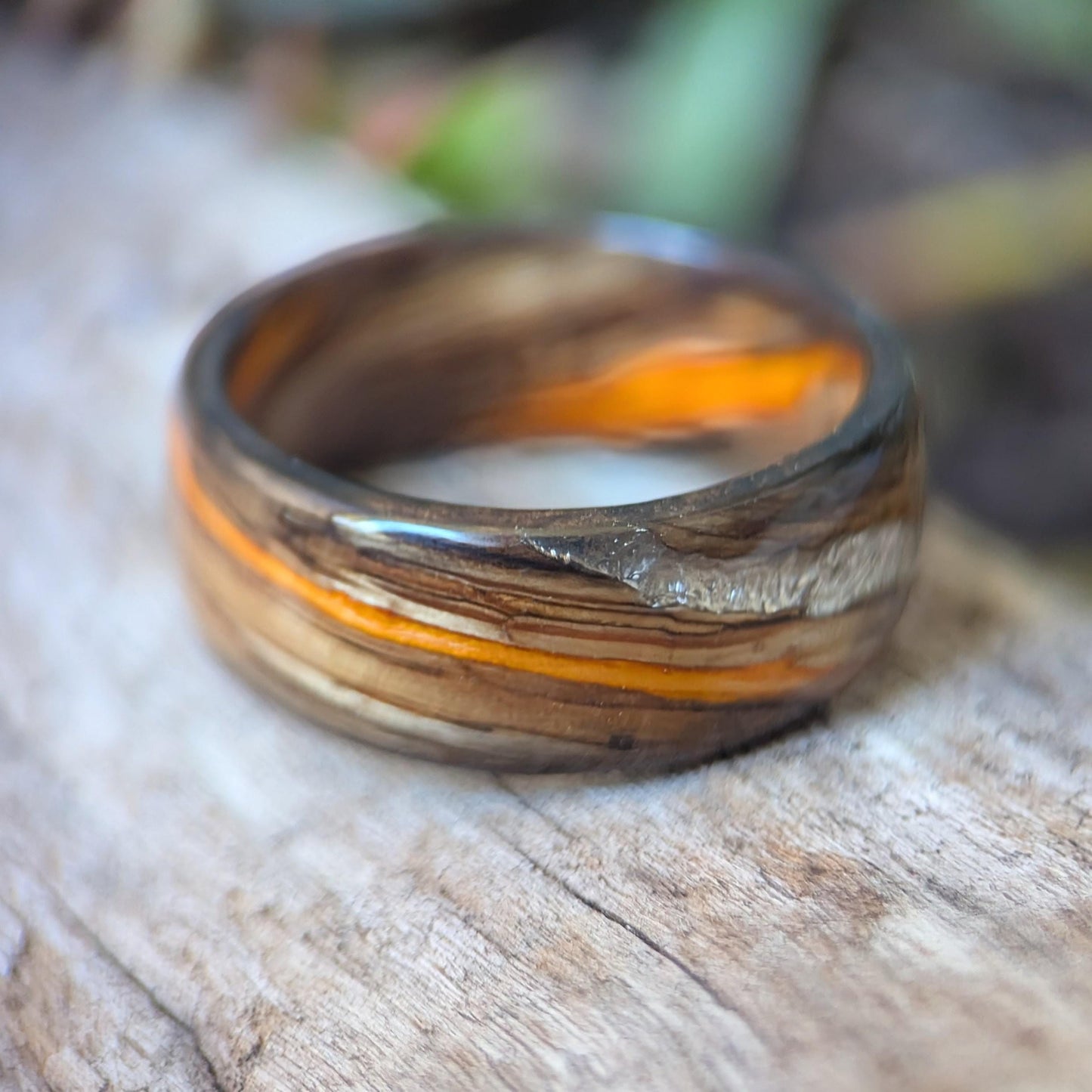 Jameson Whiskey Barrel Platinum & Orange Spiral Grain Wood Ring. Handmade, Custom, Wooden Wedding Bands by Grown Rings. Jameson Whiskey Rings Wedding Bands GrownRings Jack Daniels Barrel, Whiskey Barrel Ring, White oak, Handmade, Reclaimed Wood, mens ring handmade, custom wood ring, Womens ring, rings made of wood, Anniversary gift, Irish wedding, Jameson Whiskey Barrel, platinum