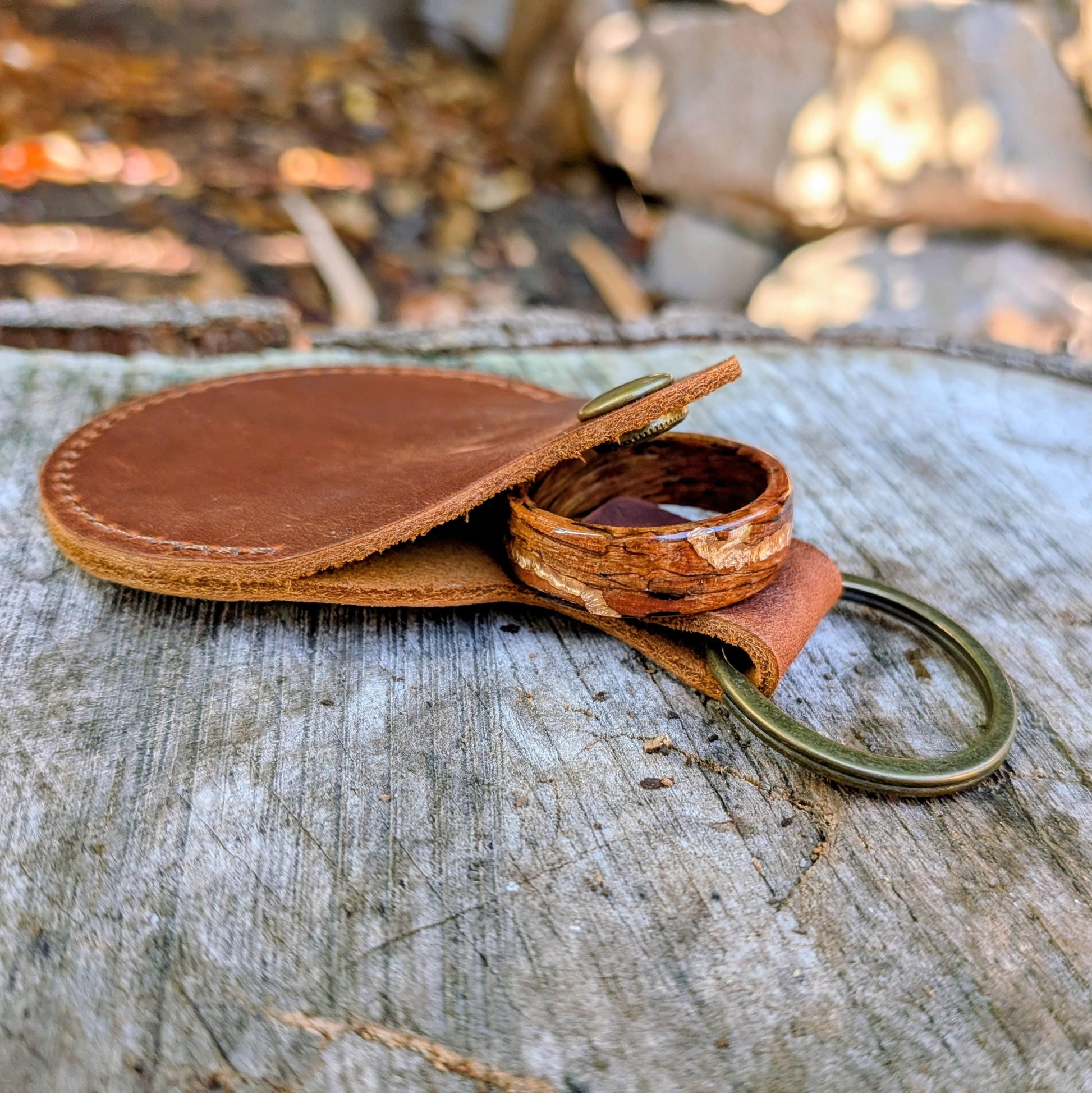 Leather Ring Holder, Pouch, Pocket, Keyring Gift Accessories Gifts For The Couple GrownRings Grown Rings, Custom Gift, Engagement, Graduation, Anniversary, wedding, leather, metal, key chain, Builder, Contruction, electrician, gym