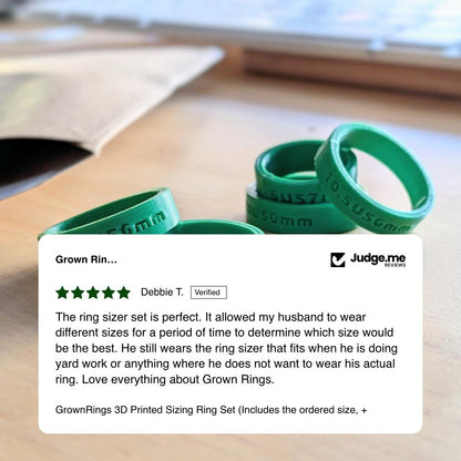 GrownRings 3D Printed Sizing Ring Set (Includes the ordered size, + Jewelry Sizers GrownRings love, Gold, White Gold, Silver, Creativity, Symbol, Runic, Celtic, Inscription, Customization, engraving