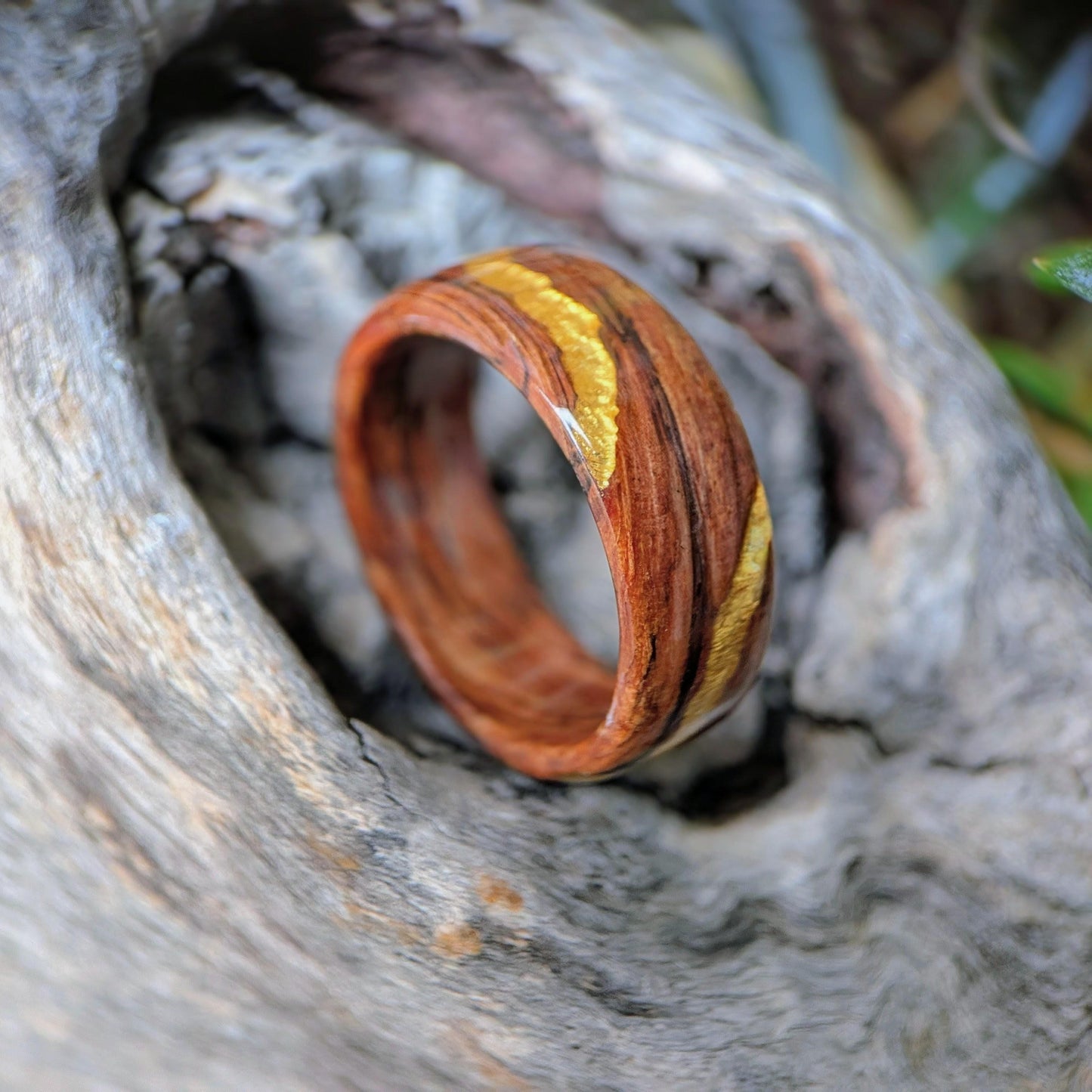 Reclaimed 1920 Douglas Fir with 24K Gold Veins Wood and Gold Rings Wedding Bands GrownRings Rose Gold, Handmade, Gold Inlay, mens wedding band, wooden ring men, wooden engagement ring, wooden wedding ring, wooden wedding band, Douglas Fir, Reclaimed Wood, Upcycled, Custom